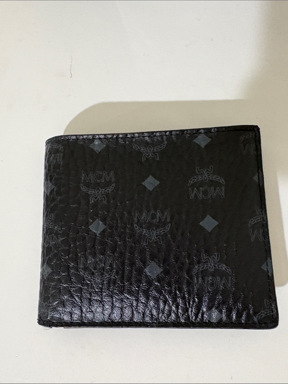 MCM Black Logo Textured Bifold Wallet